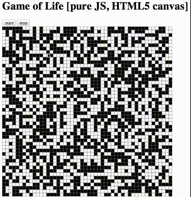 Game of Life with JS using HTML5 canvas